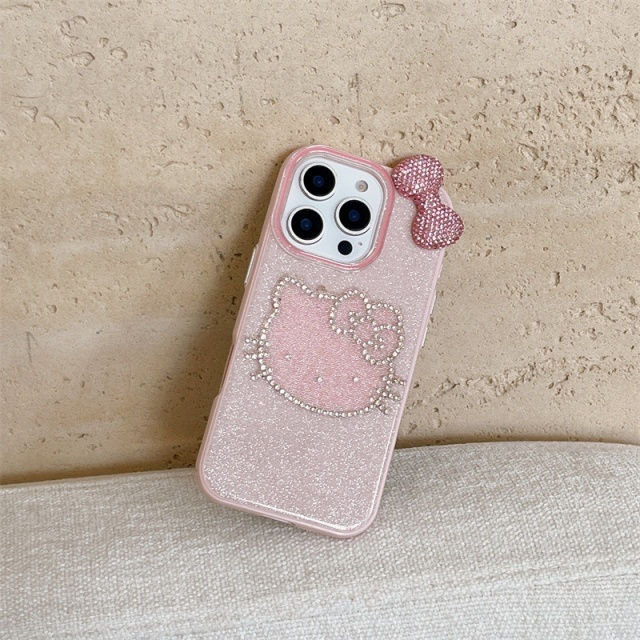Fashion Bow Tie Rhinestones Hello Kitty Phone Cases
