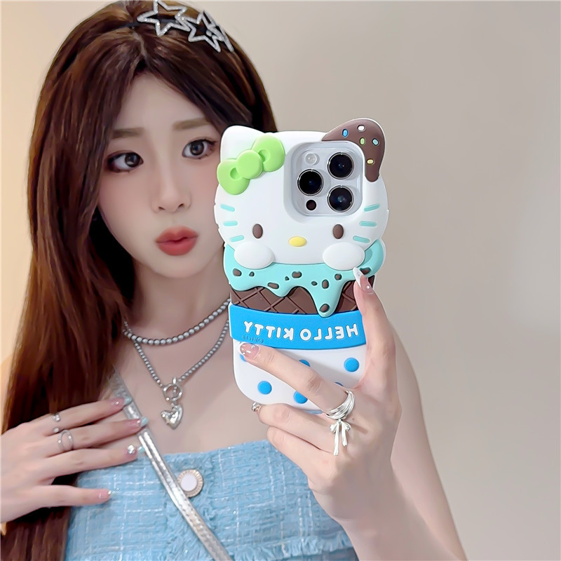 Fashion Cute 3D Ice Cream Hello Kitty Phone Cases