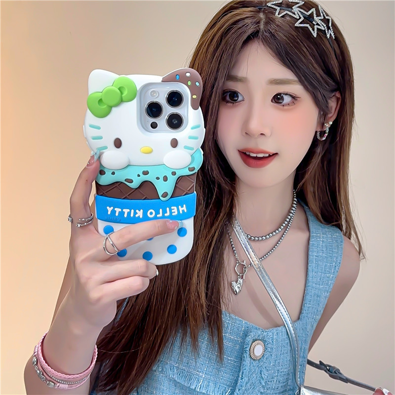 Fashion Cute 3D Ice Cream Hello Kitty Phone Cases