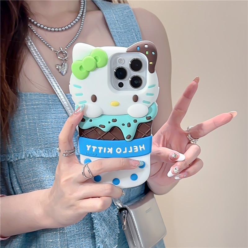 Fashion Cute 3D Ice Cream Hello Kitty Phone Cases