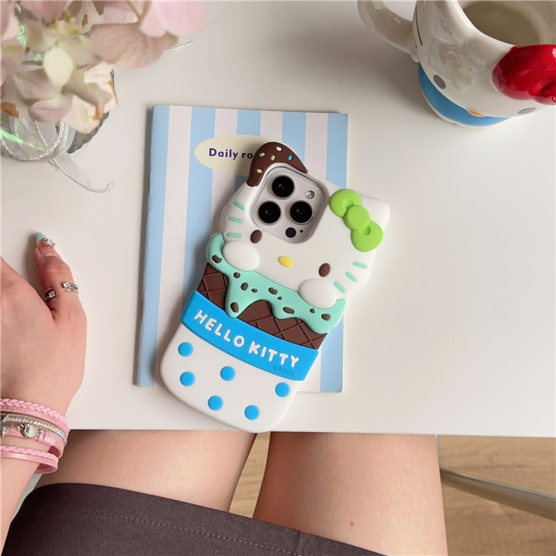Fashion Cute 3D Ice Cream Hello Kitty Phone Cases