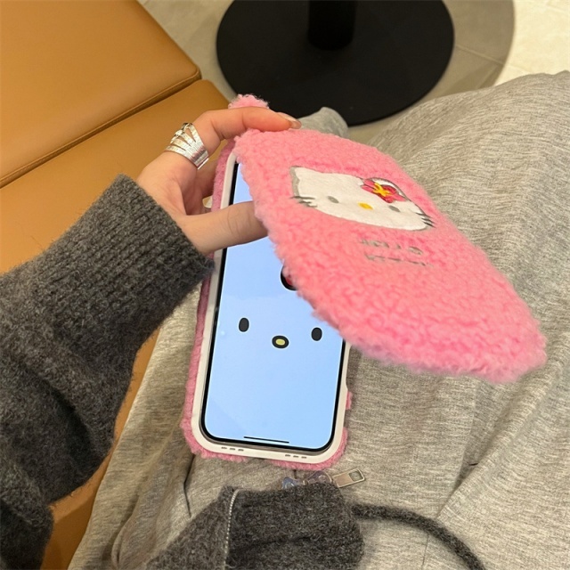 Hello Kitty Cute Furry Flip Phone Cases