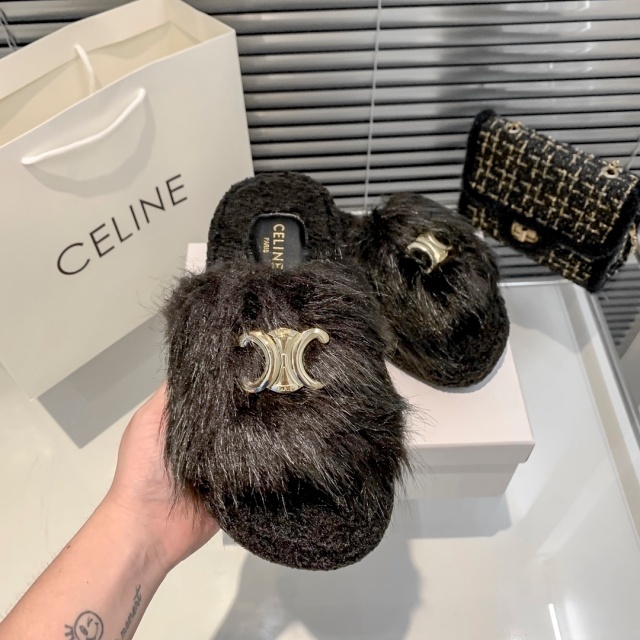 Luxury Fashion Women Winter Fur Slippers