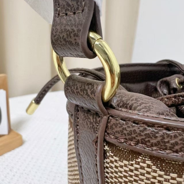 Leather Metal Logo Crossbody Bucket Bags