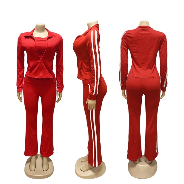 Striped Fashion Tube Top Bell Pant Set 3 Pieces