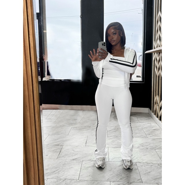 Striped Fashion Tube Top Bell Pant Set 3 Pieces