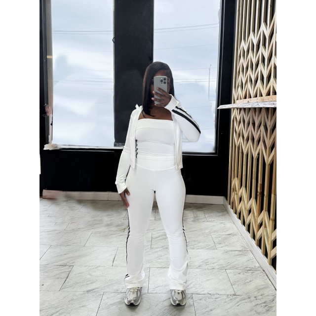 Striped Fashion Tube Top Bell Pant Set 3 Pieces