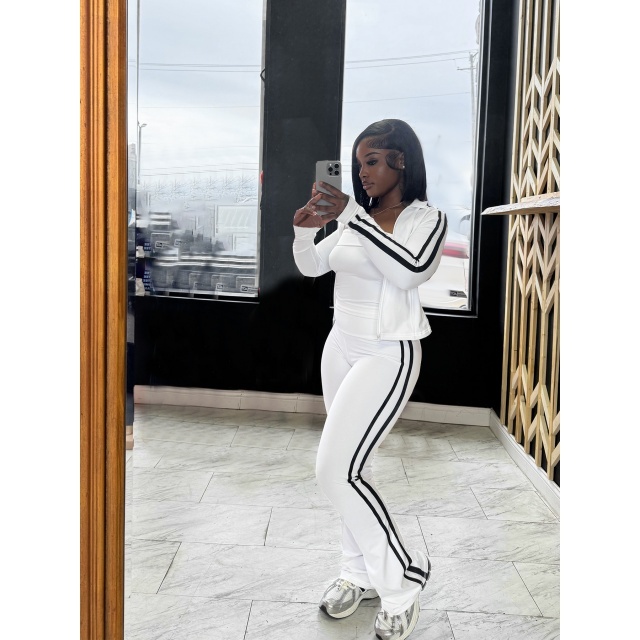 Striped Fashion Tube Top Bell Pant Set 3 Pieces