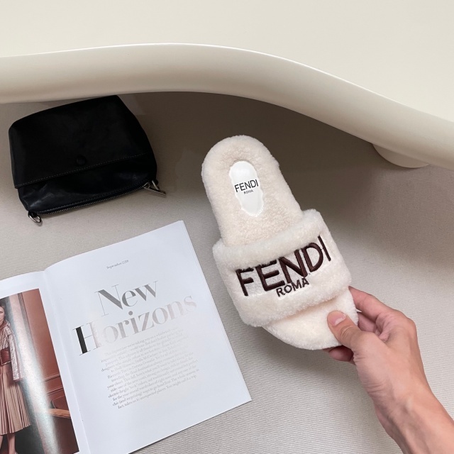 Fashion Embroidery Winter Furry Slippers