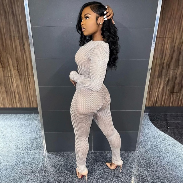 Sheer Mesh See Through Bell Pant Set