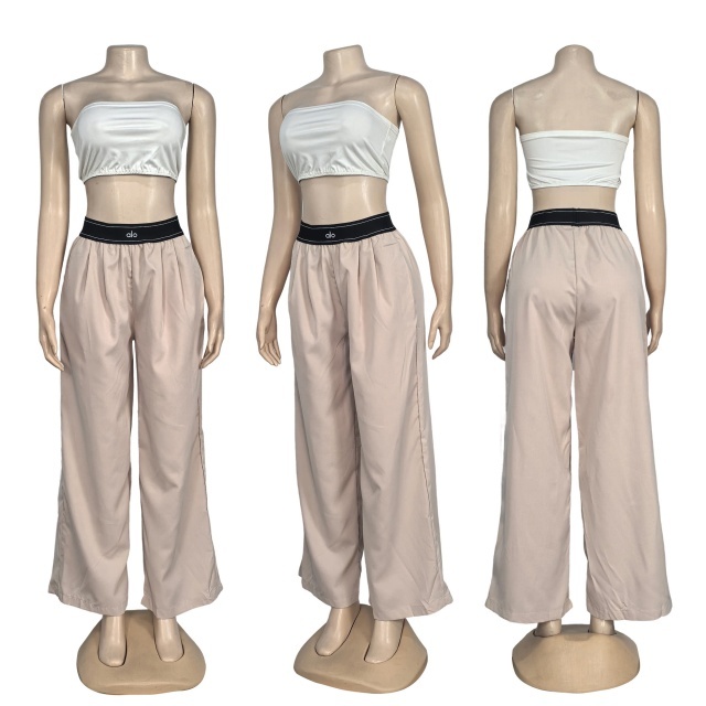 Elastic Waist Embroidery Casual Pants