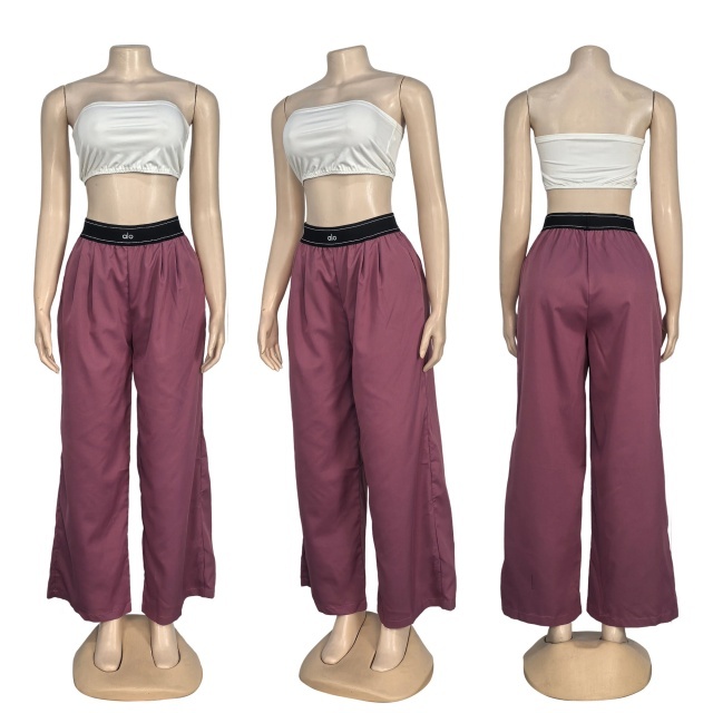 Elastic Waist Embroidery Casual Pants