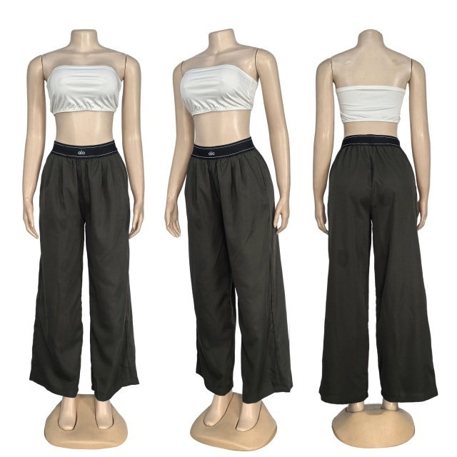 Elastic Waist Embroidery Casual Pants