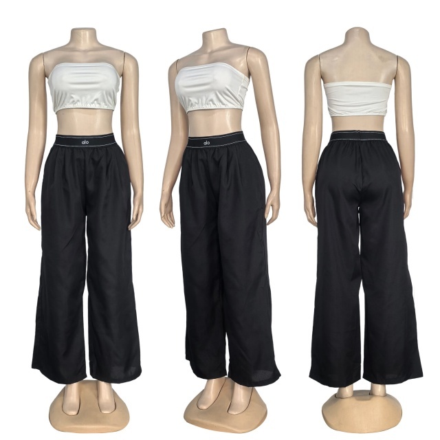 Elastic Waist Embroidery Casual Pants