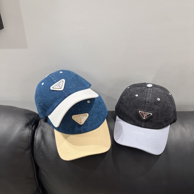 Fashion Logo Color Block Denim Baseball Caps