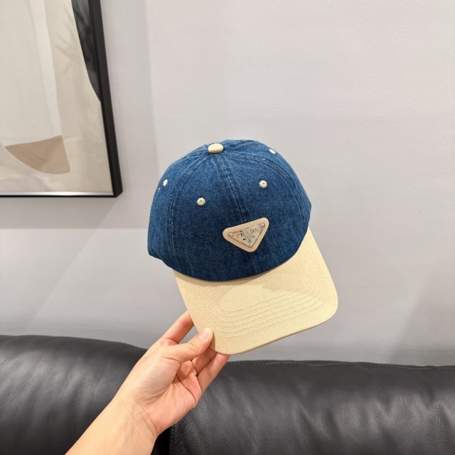 Fashion Logo Color Block Denim Baseball Caps