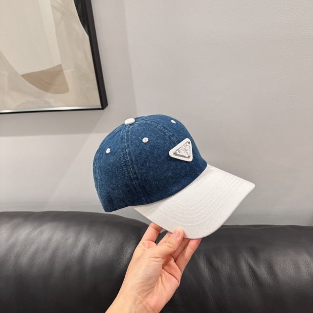Fashion Logo Color Block Denim Baseball Caps
