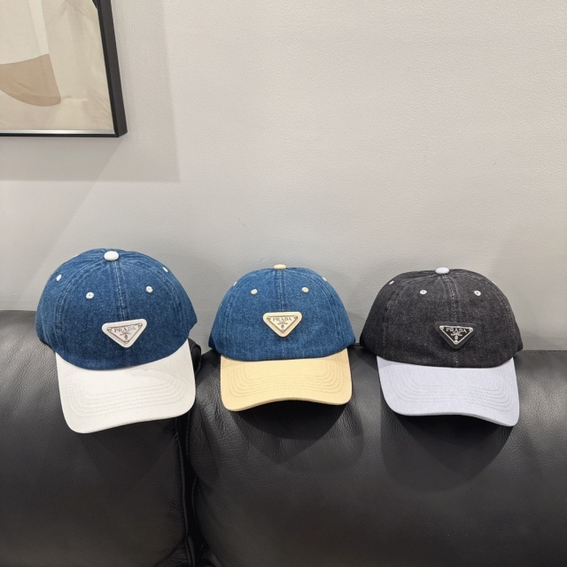 Fashion Logo Color Block Denim Baseball Caps