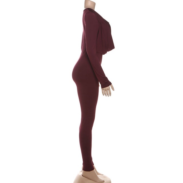 Hollow Out Long Sleeve Skinny Jumpsuit