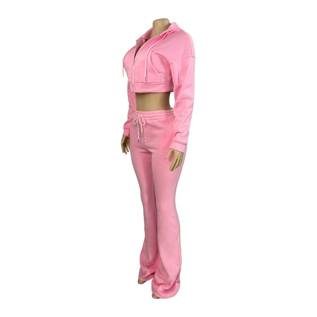 Hooded Sweatshirt Slim Fit Stacked Flare Pant Set