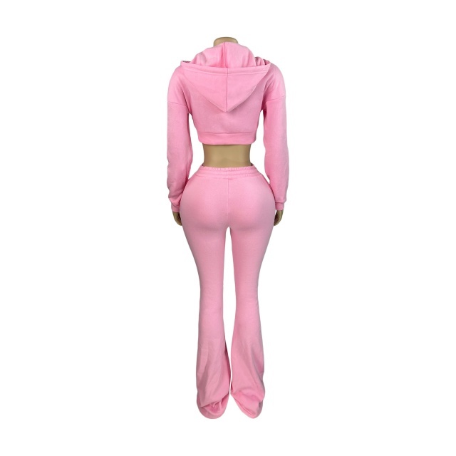 Hooded Sweatshirt Slim Fit Stacked Flare Pant Set