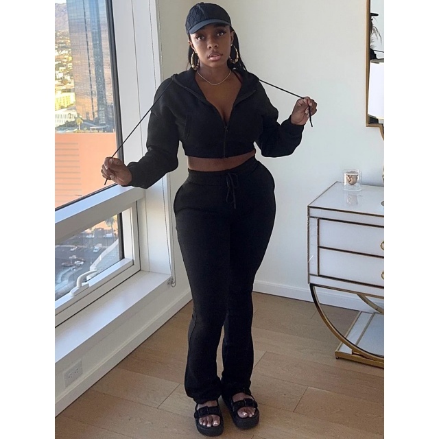 Hooded Sweatshirt Slim Fit Stacked Flare Pant Set