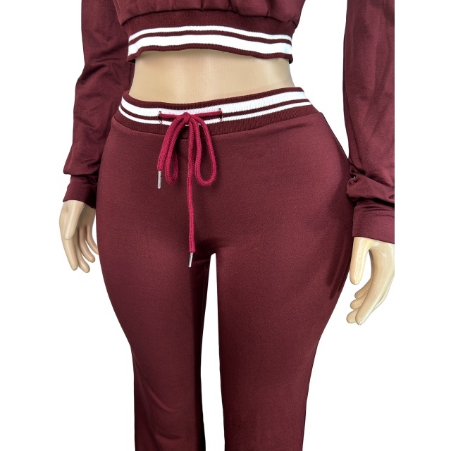 Lapel Half-zip Drawstring Wide-leg Pants Suit
