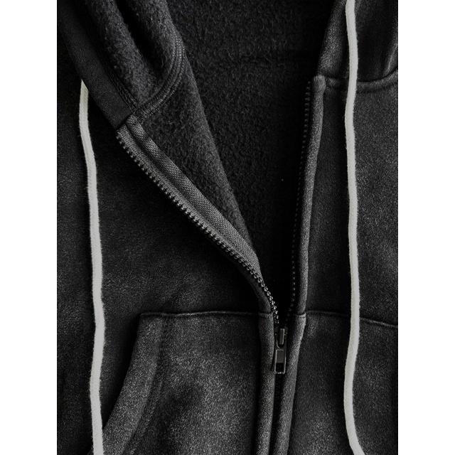 Washed Zipper Hooded Sweatshirt Top Skinny Pants Set