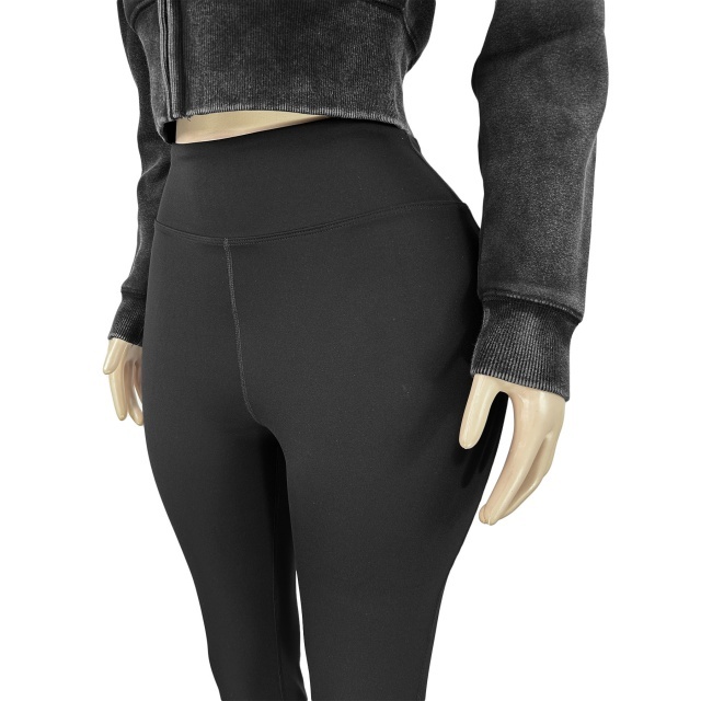 Washed Zipper Hooded Sweatshirt Top Skinny Pants Set