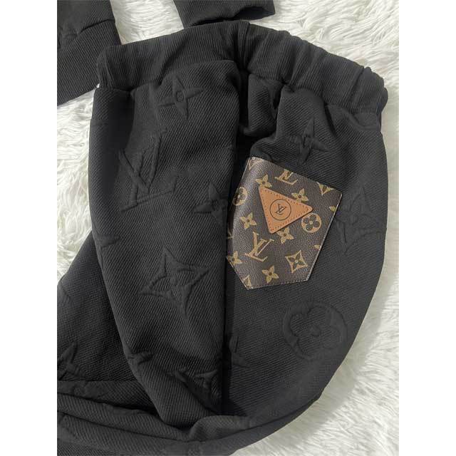 Leather Pocket Embossing Fall Tracksuit Set
