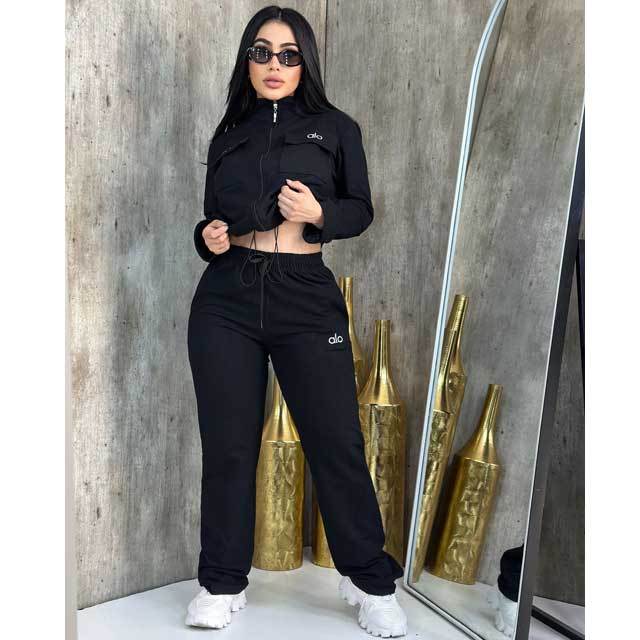 Fashion Embroidery Zipper Tracksuit Set