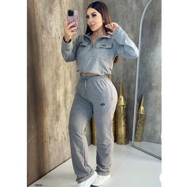 Fashion Embroidery Zipper Tracksuit Set