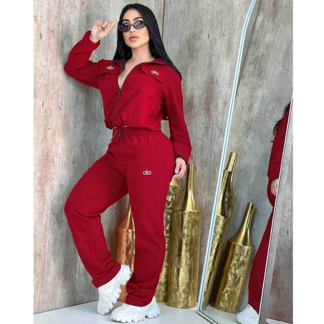Fashion Embroidery Zipper Tracksuit Set