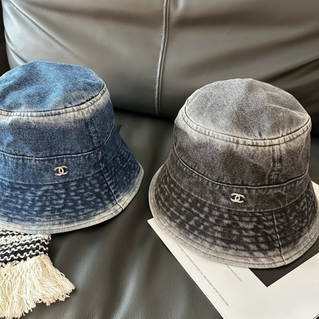 Fashion Logo Washed Denim Unisex Bucket Hats