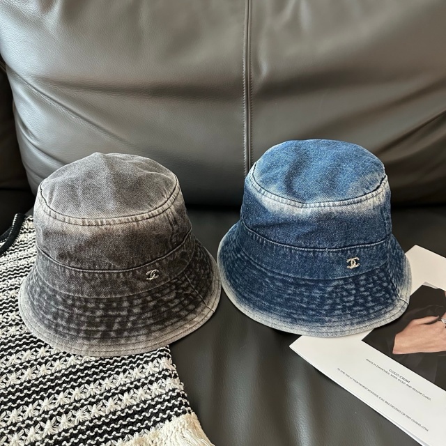 Fashion Logo Washed Denim Unisex Bucket Hats
