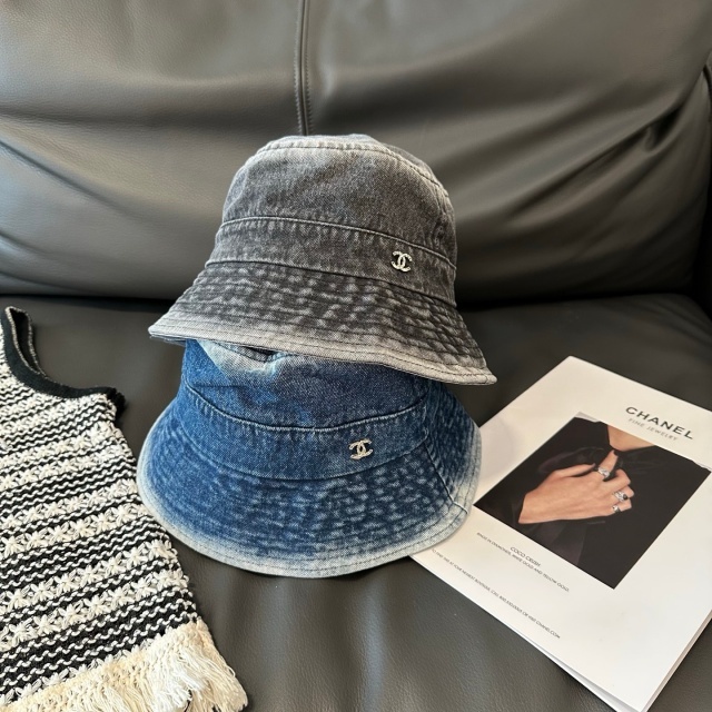 Fashion Logo Washed Denim Unisex Bucket Hats