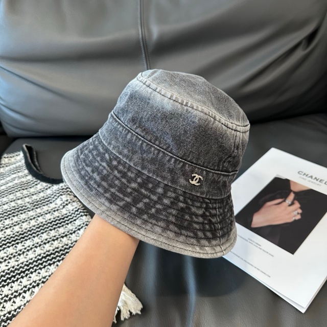 Fashion Logo Washed Denim Unisex Bucket Hats