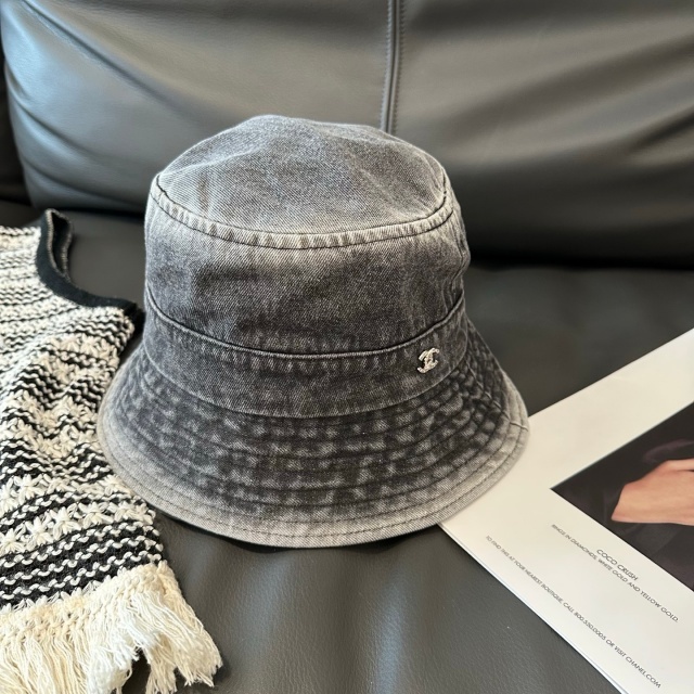 Fashion Logo Washed Denim Unisex Bucket Hats