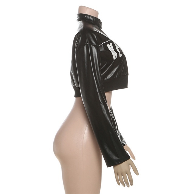 NEW YORK Printed Leather Short Jacket