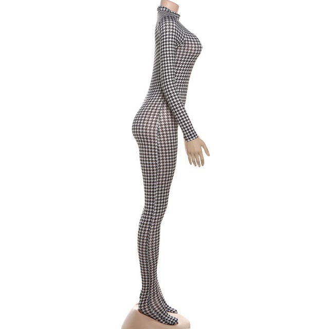 Printed Long Sleeve Skinny Jumpsuit