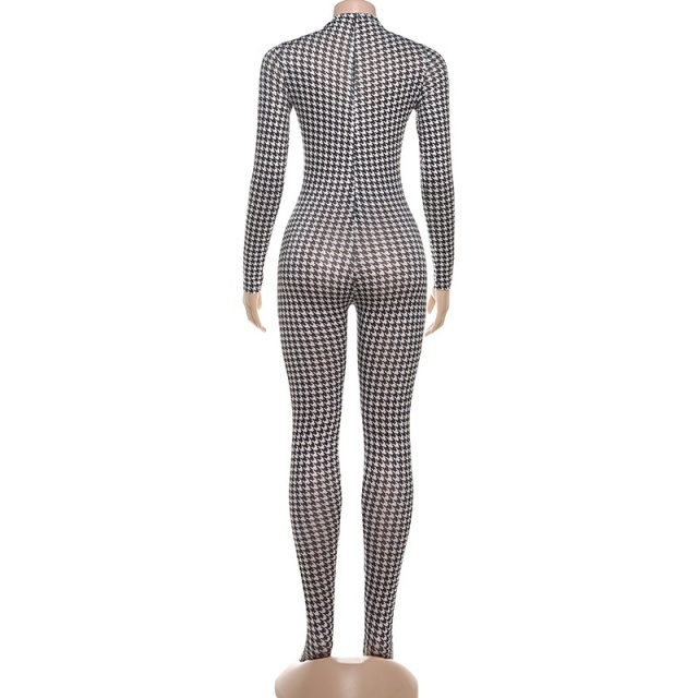 Printed Long Sleeve Skinny Jumpsuit