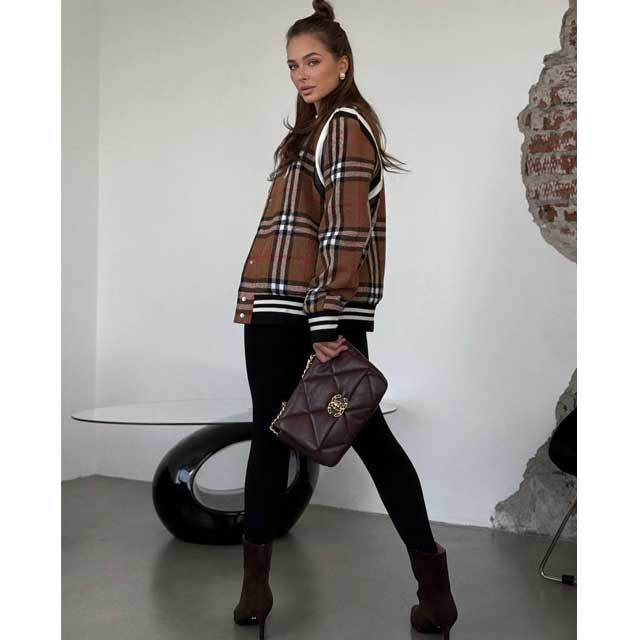 Plaid Print Fashion Zipper Fall Jacket