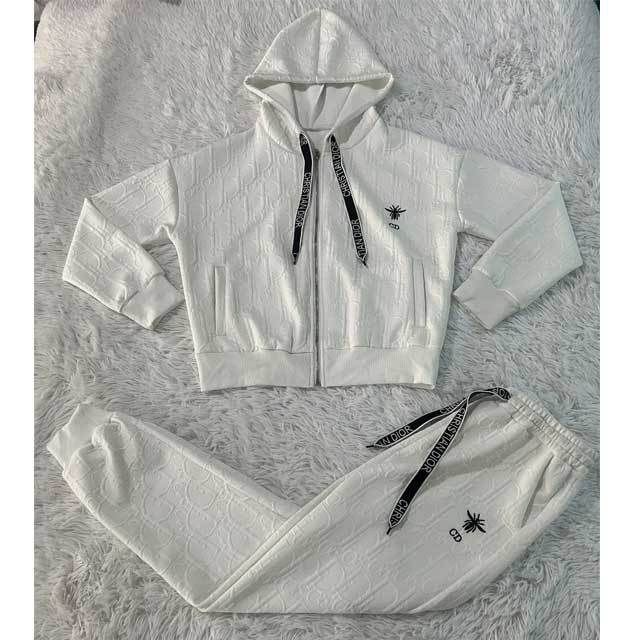 Fashion Embossing Women Hooded Fall Tracksuit
