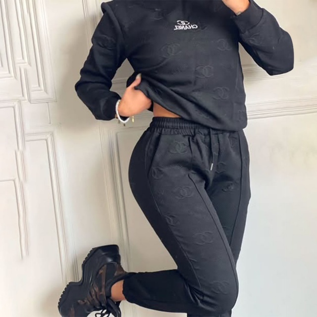 Fashion Embroidery Jacquard Women Casual Tracksuit