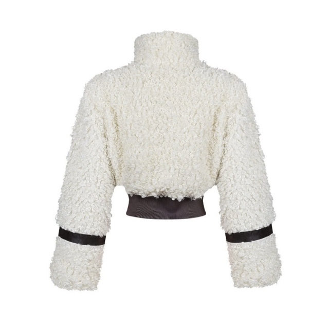 Fur Collar Patchwork Leather Fruzzy Coat