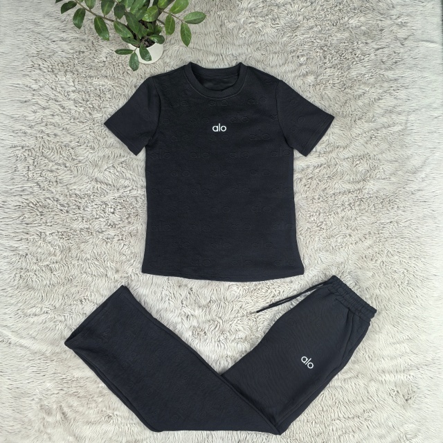 Jacquard Short Sleeve Casual Tracksuit Set
