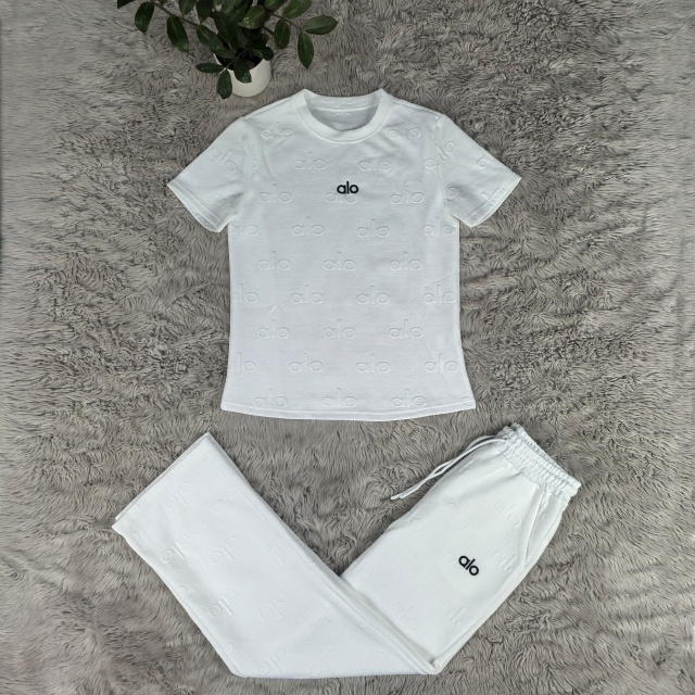 Jacquard Short Sleeve Casual Tracksuit Set