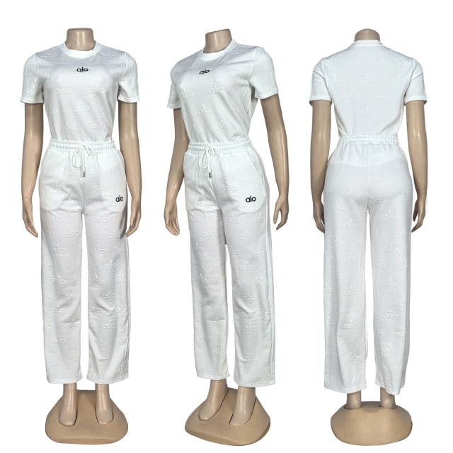 Jacquard Short Sleeve Casual Tracksuit Set