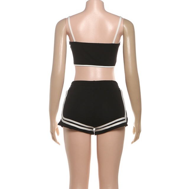 Striped Fashion Jacket Top 3 Pieces Short Set