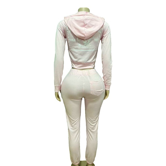 Vintage Style Hooded Zipper Up Hoodies Pant Set